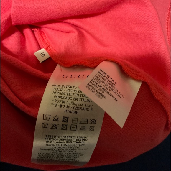 🆕GUCCI XL KIDS SIZE:10 SHORT-SLEEVE GREEN PINK 100% COTTON VINTAGE LOGO T-SHIRT - Picture 12 of 16